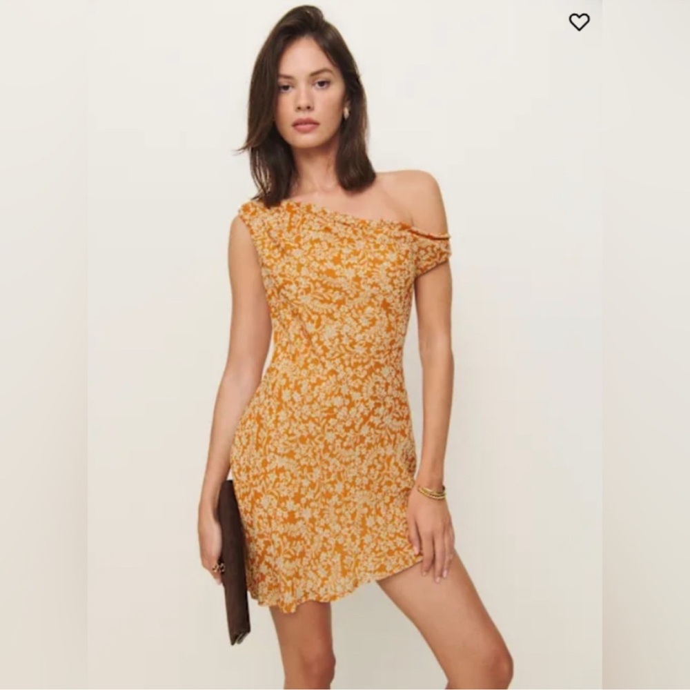 Reformation Yellow Asymmetrical One Shoulder Sundress